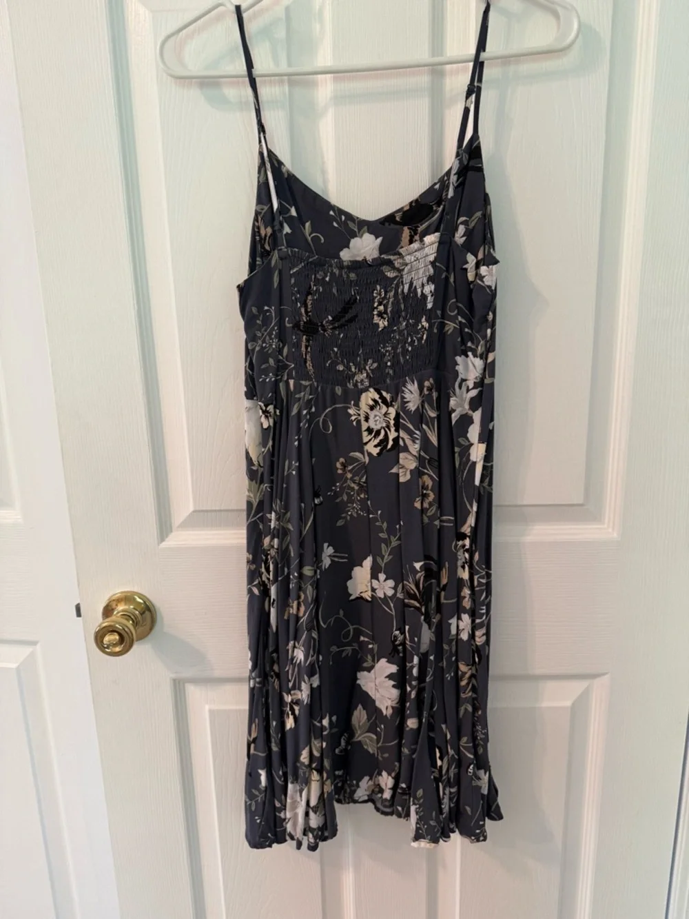 Floral Noir Slip Dress with Spaghetti Straps - Picture 2 of 4